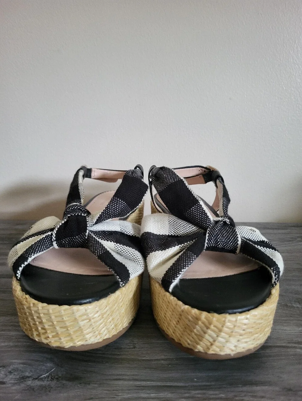Kate Spade Betsy Platform Sandal Black & White Gingham Size 8.5